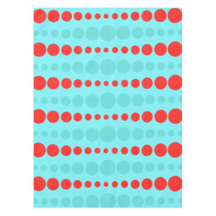 レトロの赤およびターコイズの点のテーブルクロス テーブルクロス