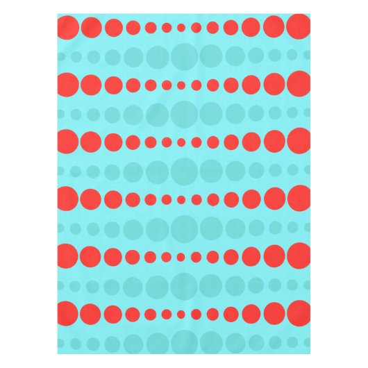 レトロの赤およびターコイズの点のテーブルクロス テーブルクロス (正面)