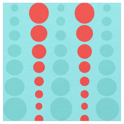 レトロの赤およびターコイズの点の生地 ファブリック (クローズアップ)
