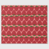 レトロの赤とピンクのかわいいイチゴ柄 ラッピングペーパー (フラット)