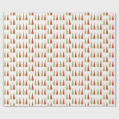 レトロの赤と緑のクリスマスツリー ラッピングペーパー (フラット)