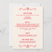 レトロの赤手落書き結婚すべて 招待状 (裏面)