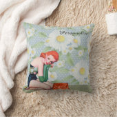 レトロの赤毛Pinの女の子の装飾用クッション16" x 16" クッション (ブランケット)