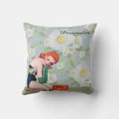 レトロの赤毛Pinの女の子の装飾用クッション16" x 16" クッション (裏面)