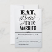 レトロの赤黒白は飲み物結婚したなRSVPを食べます 出欠カード (正面)