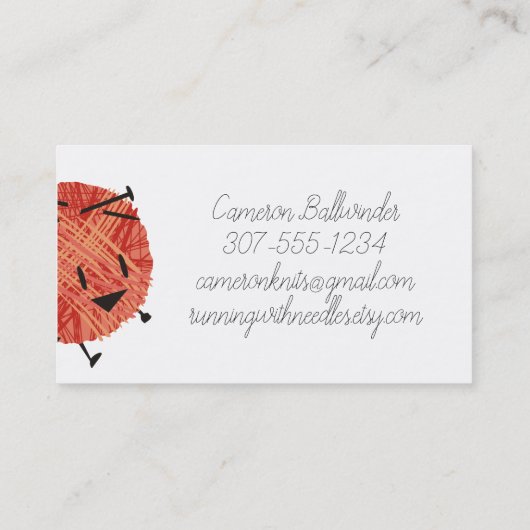 レトロの走り書きヤーンの編み物針の名刺 名刺 (裏面)