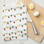 レトロの輝カラフルくクリスマスライト キッチンタオル (四つ折り)