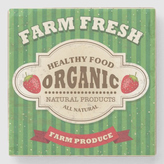 レトロの農場新しいポスターデザイン ストーンコースター (正面)