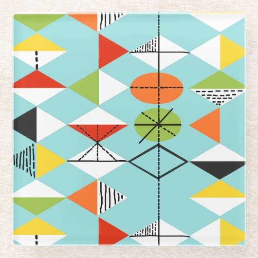 レトロの道化師のパタングラスのコースター ガラスコースター (正面)