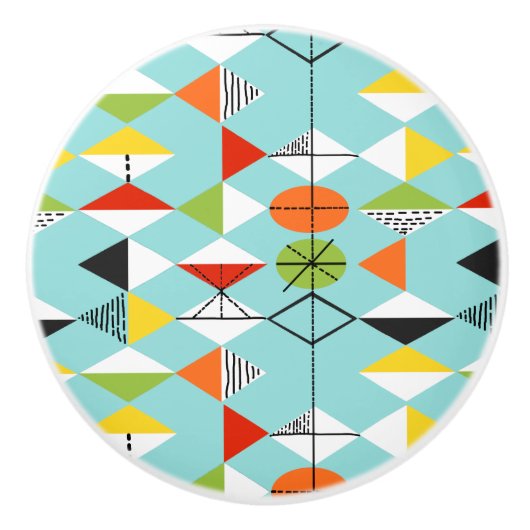 レトロの道化師パターン陶磁器のノブ セラミックノブ (正面)