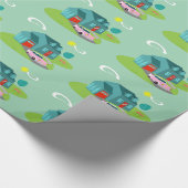 レトロの郊外の家の包装紙 ラッピングペーパー (角)