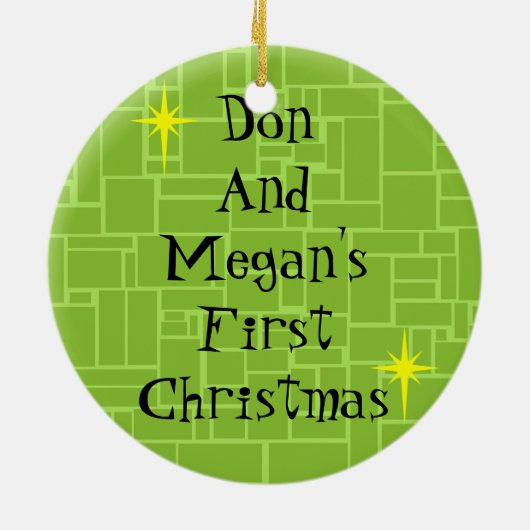 レトロの都市クリスマスのカップルのクリスマスのオーナメント セラミックオーナメント (裏面)