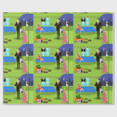 レトロの都市クリスマスのカップルの包装紙 ラッピングペーパー (フラット)