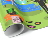 レトロの都市クリスマスのカップルの包装紙 ラッピングペーパー (ロールコーナー)