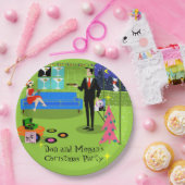 レトロの都市クリスマスのカップルの紙Pl ペーパープレート (パーティー)