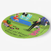 レトロの都市クリスマスのカップルの紙Pl ペーパープレート (アングル)