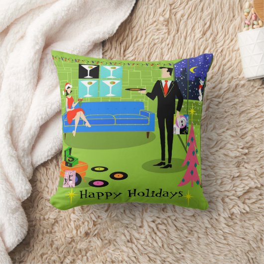 レトロの都市クリスマスのカップルの装飾用クッション クッション (ブランケット)
