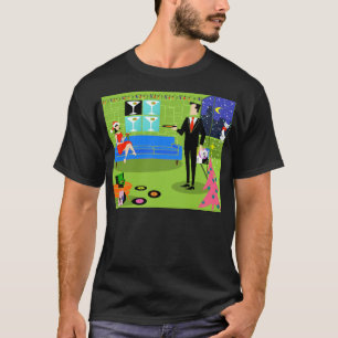 レトロの都市クリスマスのカップルのTシャツ Tシャツ