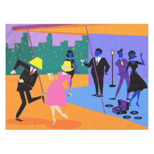 レトロの都市屋上のパーティーのテーブルクロス テーブルクロス