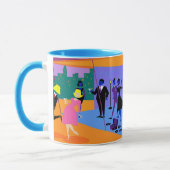 レトロの都市屋上のパーティーのマグ マグカップ (左)