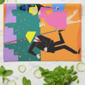 レトロの都市屋上のパーティーの台所タオル キッチンタオル (折り畳み)