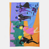 レトロの都市屋上のパーティーの台所タオル キッチンタオル (縦)