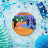 レトロの都市屋上のパーティーの紙皿 ペーパープレート (パーティー)