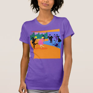レトロの都市屋上のパーティーのTシャツ Tシャツ