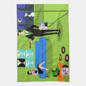 レトロの都市漫画のカップルの台所タオル キッチンタオル (縦)