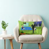 レトロの都市漫画のカップルのLumbarの枕 ランバークッション (椅子)