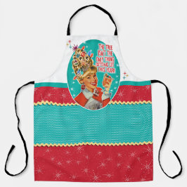 レトロの酔っ払い女性が点灯クリスマスエプロン エプロン
