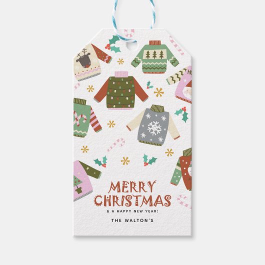 レトロの醜いセーター ギフトタグ (正面)