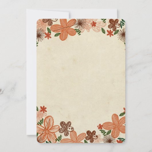 レトロの錆のオレンジによってはカトリック教の結婚式が開花します 招待状 (裏面)