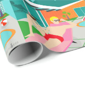 レトロの陽気なプールを囲んでのパーティの包装紙 ラッピングペーパー (ロールコーナー)