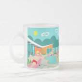 レトロの陽気なプールを囲んでのパーティの曇らされたガラスのマグ フロストグラスマグカップ (左)