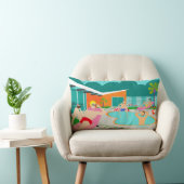 レトロの陽気なプールを囲んでのパーティのLumbarの枕 ランバークッション (椅子)