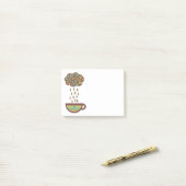 レトロの雨が降る茶葉の雲のティーカップ ポストイット (デスク上)