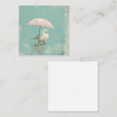 レトロの雨シンプル滴:の形よくはしゃぐ、鳥の雨 ノートカード (正面/裏面)