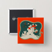 レトロの雪だるま 缶バッジ (正面&裏面)