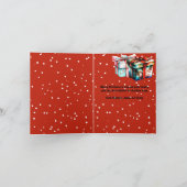 レトロの雪のクリスマスプレゼントファンシー、リボンのギフトボックス カード (内部)