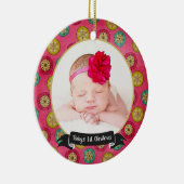 レトロの雪片のベビーの第1クリスマスのオーナメント セラミックオーナメント (右)