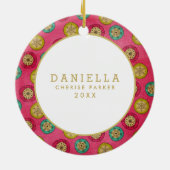 レトロの雪片のベビーの第1クリスマスのオーナメント セラミックオーナメント (裏面)