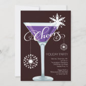 レトロの雪片の休日のカクテルのパーティの招待状 招待状 (正面)