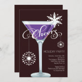 レトロの雪片の休日のカクテルのパーティの招待状 招待状 (正面/裏面)