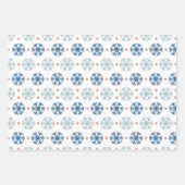 レトロの雪片、ギフト、トナカイ模様 ラッピングペーパーシート (正面3)