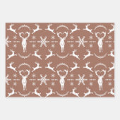 レトロの雪片、ギフト、トナカイ模様 ラッピングペーパーシート (正面2)