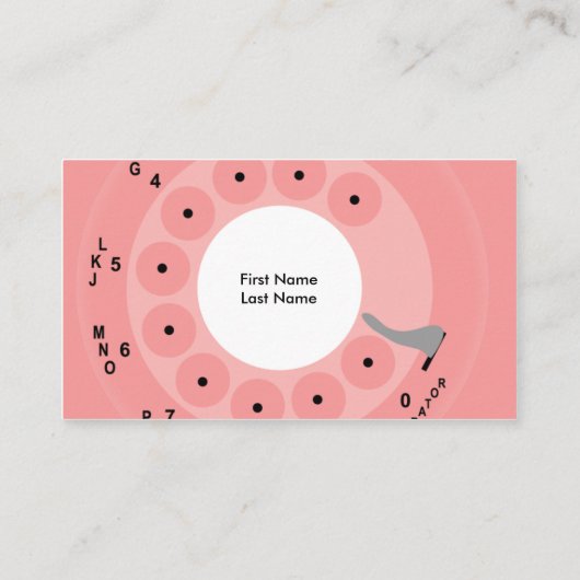 レトロの電話ピンクのビジネスまたはプロフィールカード 名刺 (裏面)