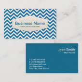 レトロの青いシェブロンの美容師の名刺 名刺 (正面/裏面)