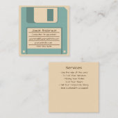 レトロの青いフロッピー・ディスク正方形の名刺 割引カード (正面/裏面)