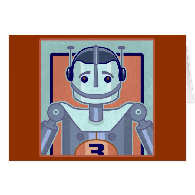 レトロの青いロボット子供 (正面横)